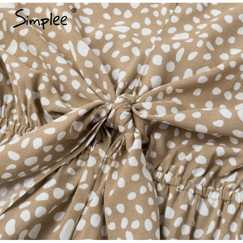 Boho Casual bow tie Short Sleeve Loose v neck leopard print overalls romper Playsuit The Clothing Company Sydney