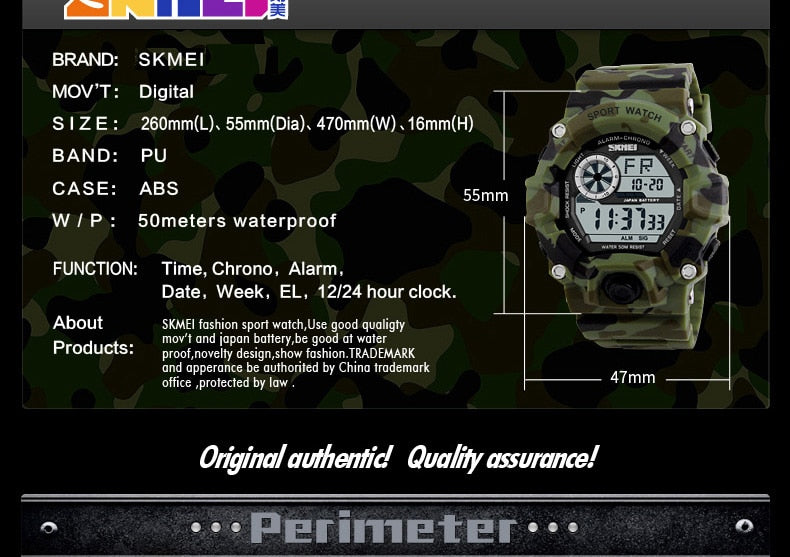 Men's Outdoor Sport Alarm Clock 5Bar Waterproof Military LED Display Shock Digital Watch The Clothing Company Sydney