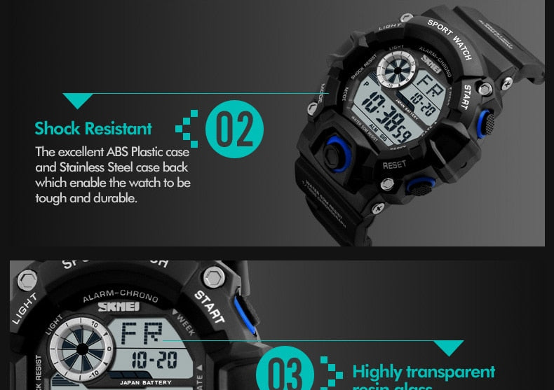 Men's Outdoor Sport Alarm Clock 5Bar Waterproof Military LED Display Shock Digital Watch The Clothing Company Sydney