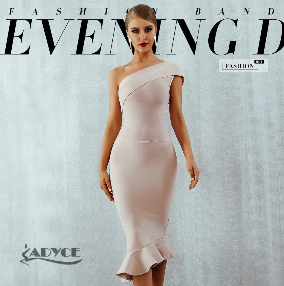 Summer Ladies Bandage One Shoulder Sleeveless Ruffles Nightclub Dress Celebrity Evening Party Dress The Clothing Company Sydney