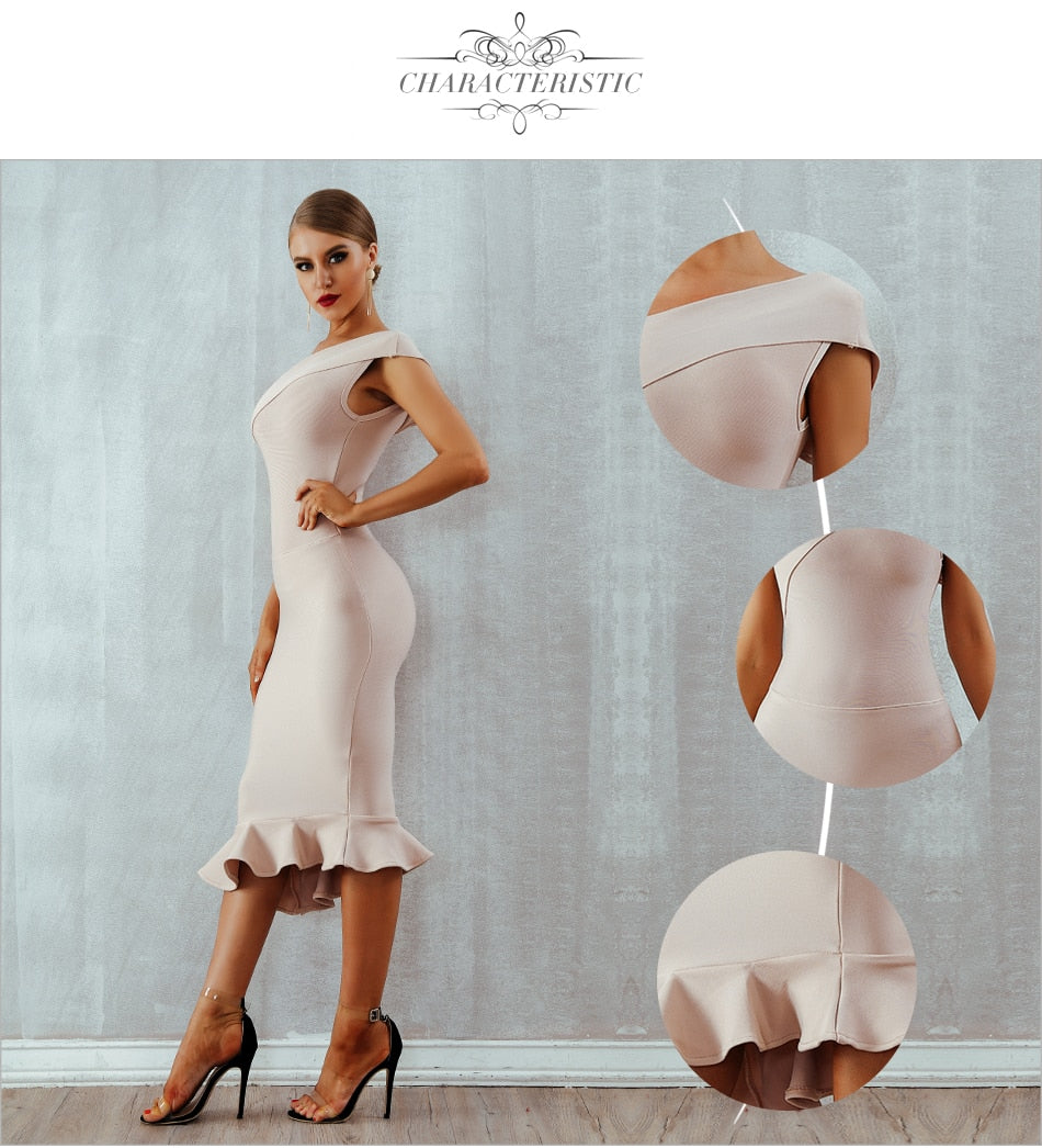 Summer Ladies Bandage One Shoulder Sleeveless Ruffles Nightclub Dress Celebrity Evening Party Dress The Clothing Company Sydney