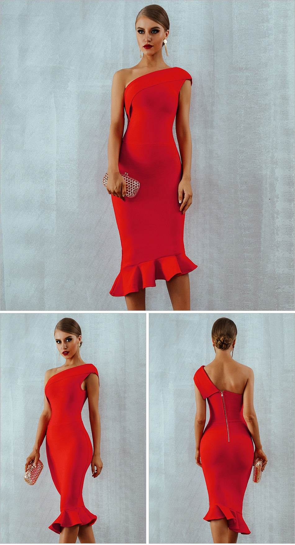 Summer Ladies Bandage One Shoulder Sleeveless Ruffles Nightclub Dress Celebrity Evening Party Dress The Clothing Company Sydney