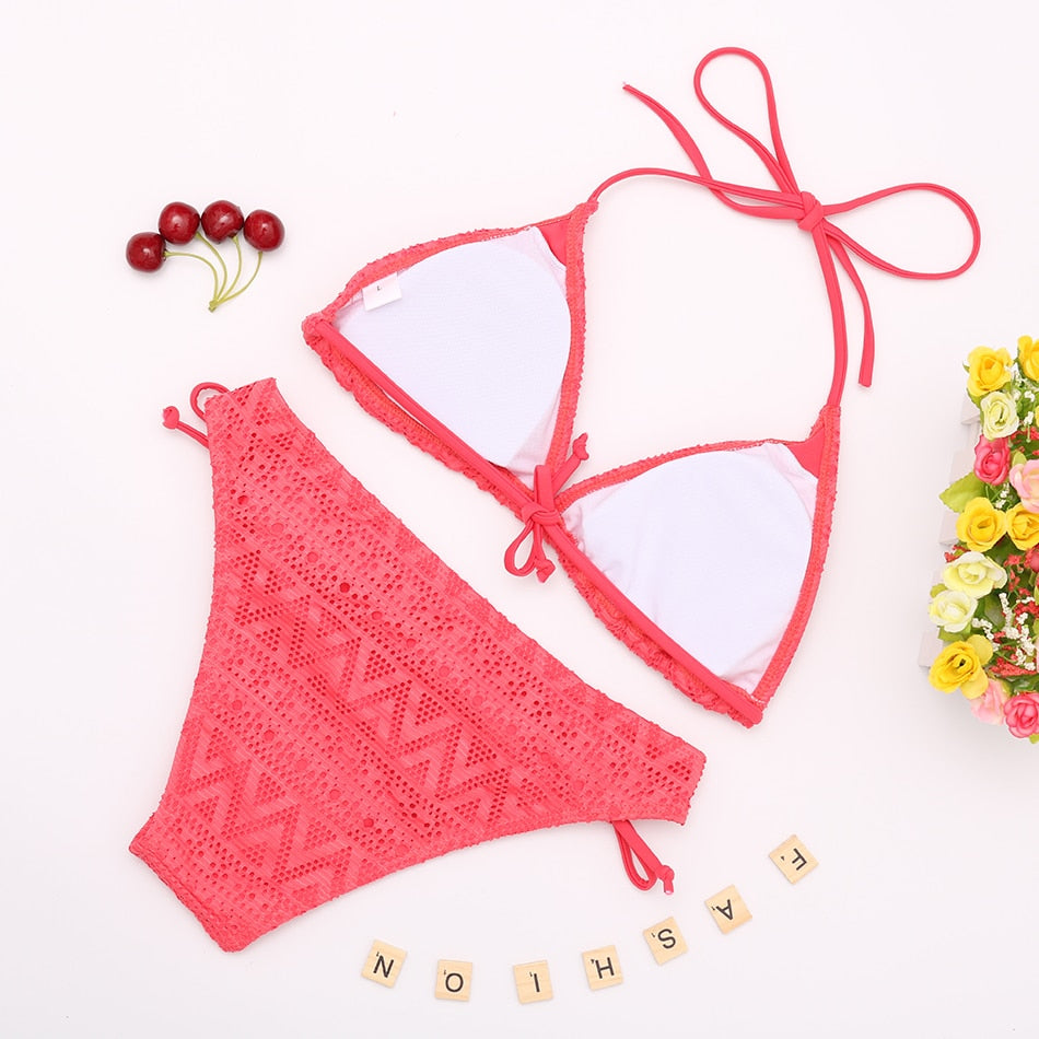 Brazilian Deep V Top Swimsuit Sexy Push Up Bandage Swimwear Bathing Suit Beachwear Bikini Set The Clothing Company Sydney