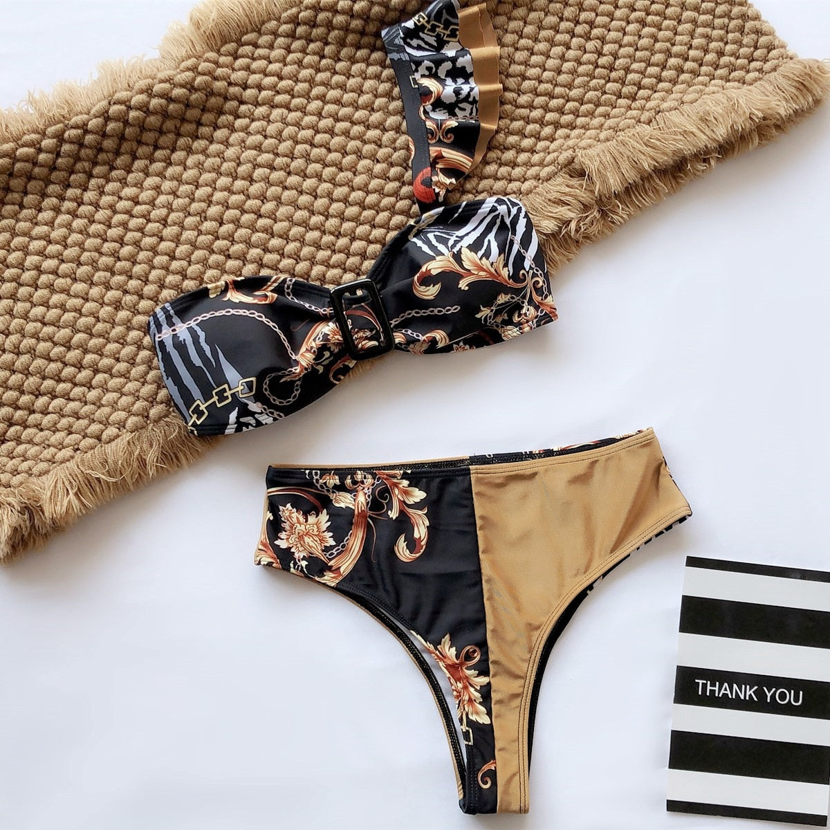 2 Piece Brazilian Women Print Side Tie Swimwear Push Up Swimsuit Bath Suit Bikini Set The Clothing Company Sydney