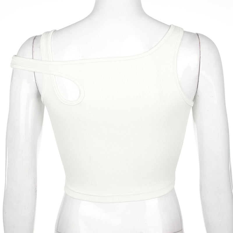 Sleeveless Summer White Tank Top Bandage Hollow Out Ribbed Crop Tops Tees Fashion Fitness Mini Vest Top The Clothing Company Sydney