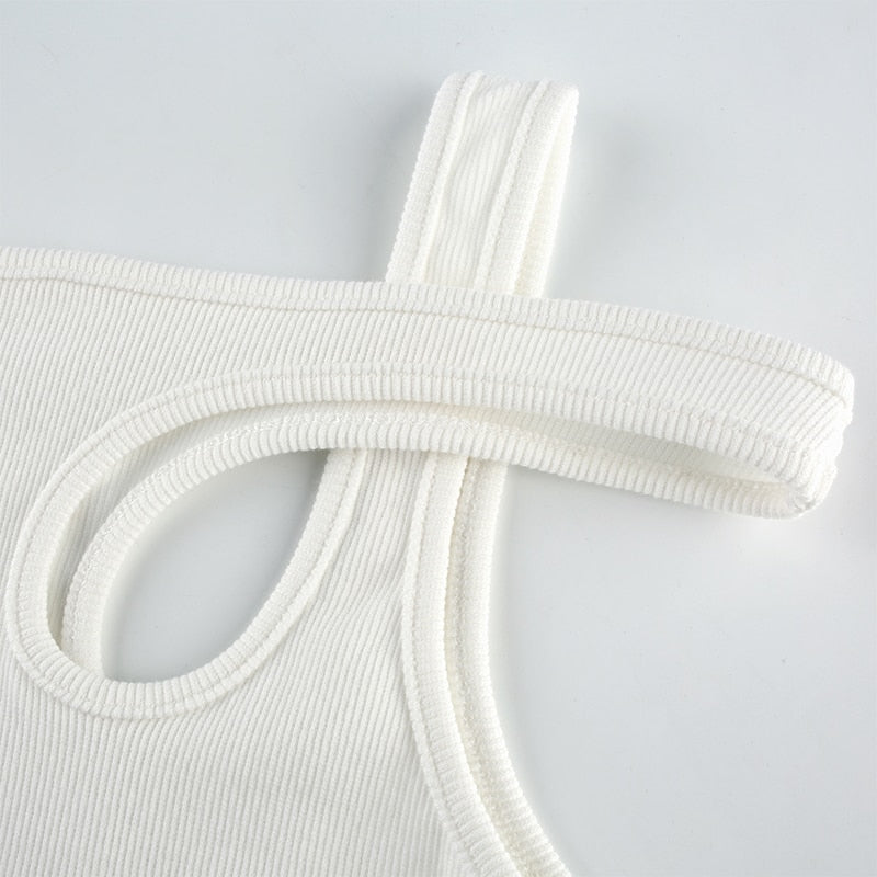 Sleeveless Summer White Tank Top Bandage Hollow Out Ribbed Crop Tops Tees Fashion Fitness Mini Vest Top The Clothing Company Sydney