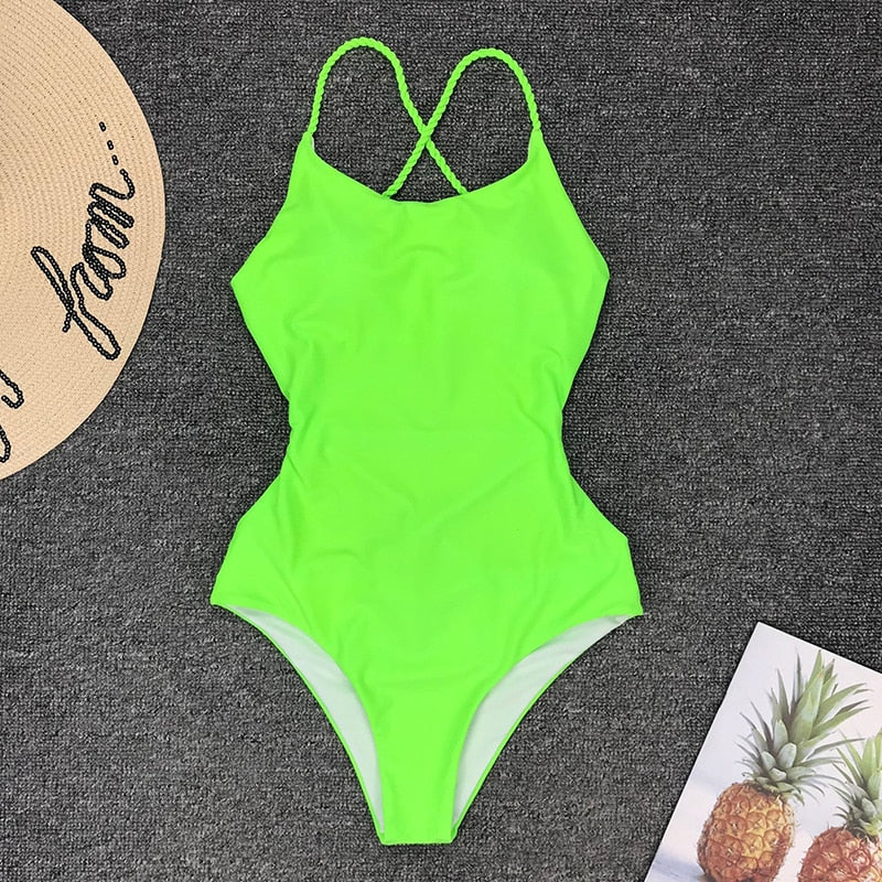 One Piece Swimsuit Solid Swimwear Women Bandage Monokini Swimsuit Backless Bathing Suit Beachwear The Clothing Company Sydney