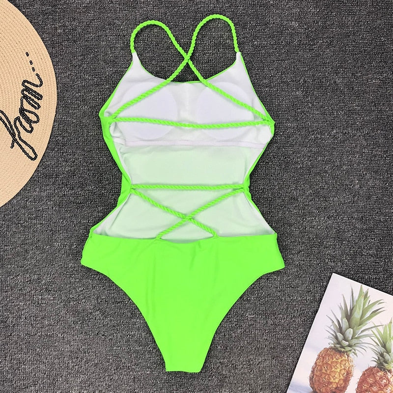 One Piece Swimsuit Solid Swimwear Women Bandage Monokini Swimsuit Backless Bathing Suit Beachwear The Clothing Company Sydney