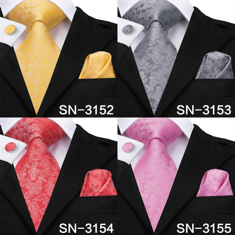 3 Piece 8.5cm Silk Men Floral Red Blue Neckties Classic Party Wedding Pocket Square Cufflinks Luxury Tie Set The Clothing Company Sydney