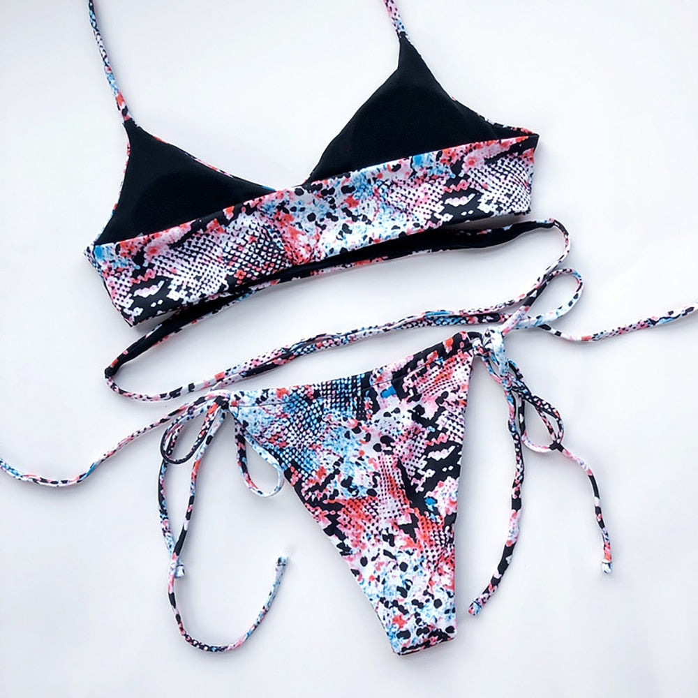Animal Print Bikini Sexy Bandage Swimwear Leopard Micro Bikini Push Up Two-Piece Separate Swimsuits The Clothing Company Sydney