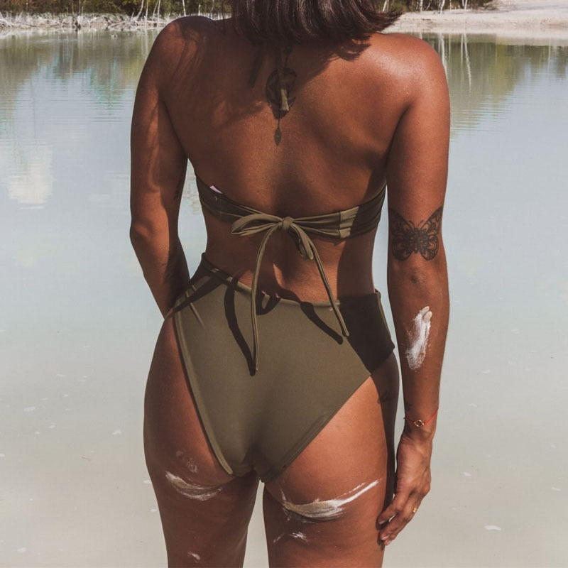 2 Piece Bandage Bathing Suit Swimwear Cut Out High Waist Bikini Cheeky Thong Bikinis New Swimsuit Bathers The Clothing Company Sydney