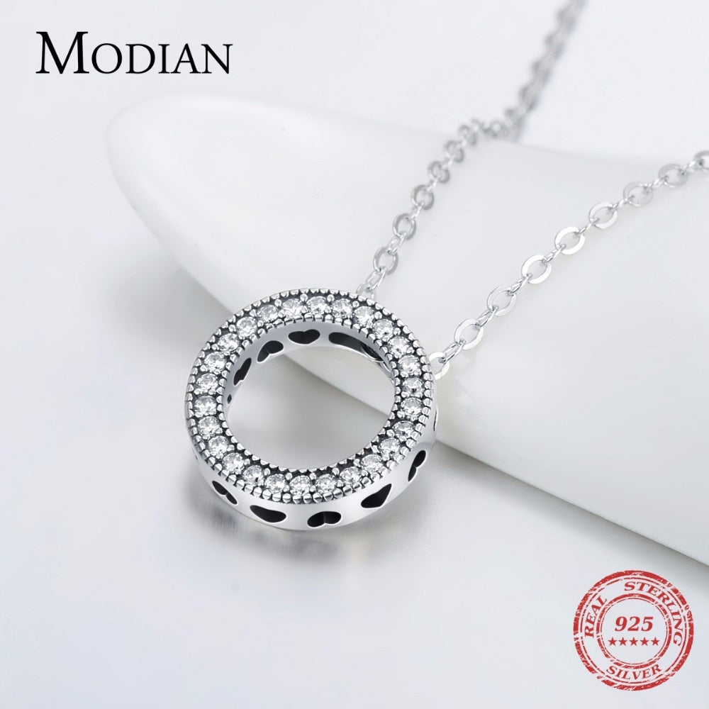 925 Sterling Silver Fashion Round Heart Necklace The Clothing Company Sydney