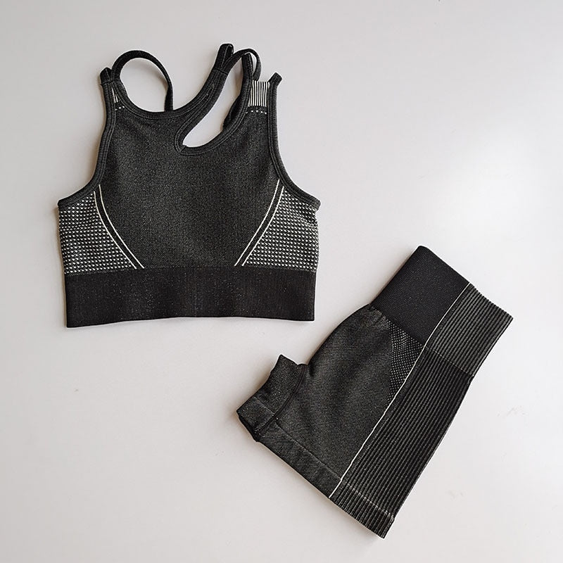 2 Piece Seamless Sports Bras Fitness Shorts Yoga Set Gym Breathable Stretch Sports Suit Running Training Wear The Clothing Company Sydney