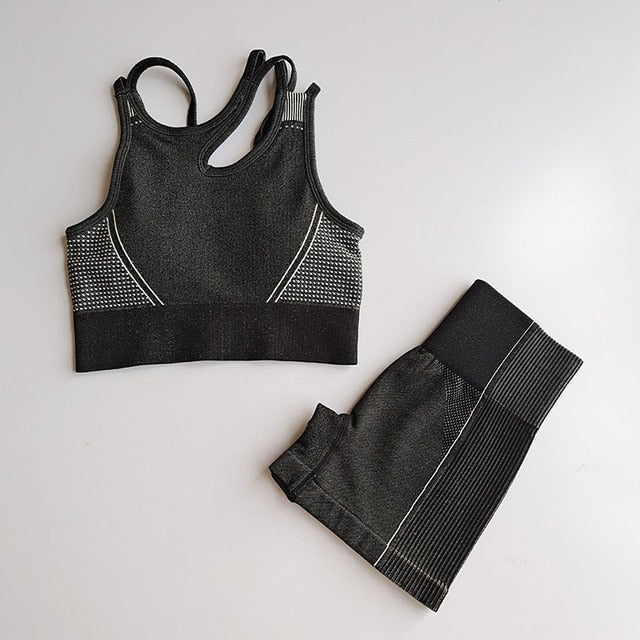 2 Piece Seamless Sports Bras Fitness Shorts Yoga Set Gym Breathable Stretch Sports Suit Running Training Wear The Clothing Company Sydney