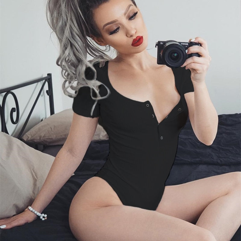 Autumn winter skinny button up long sleeve bodysuit The Clothing Company Sydney