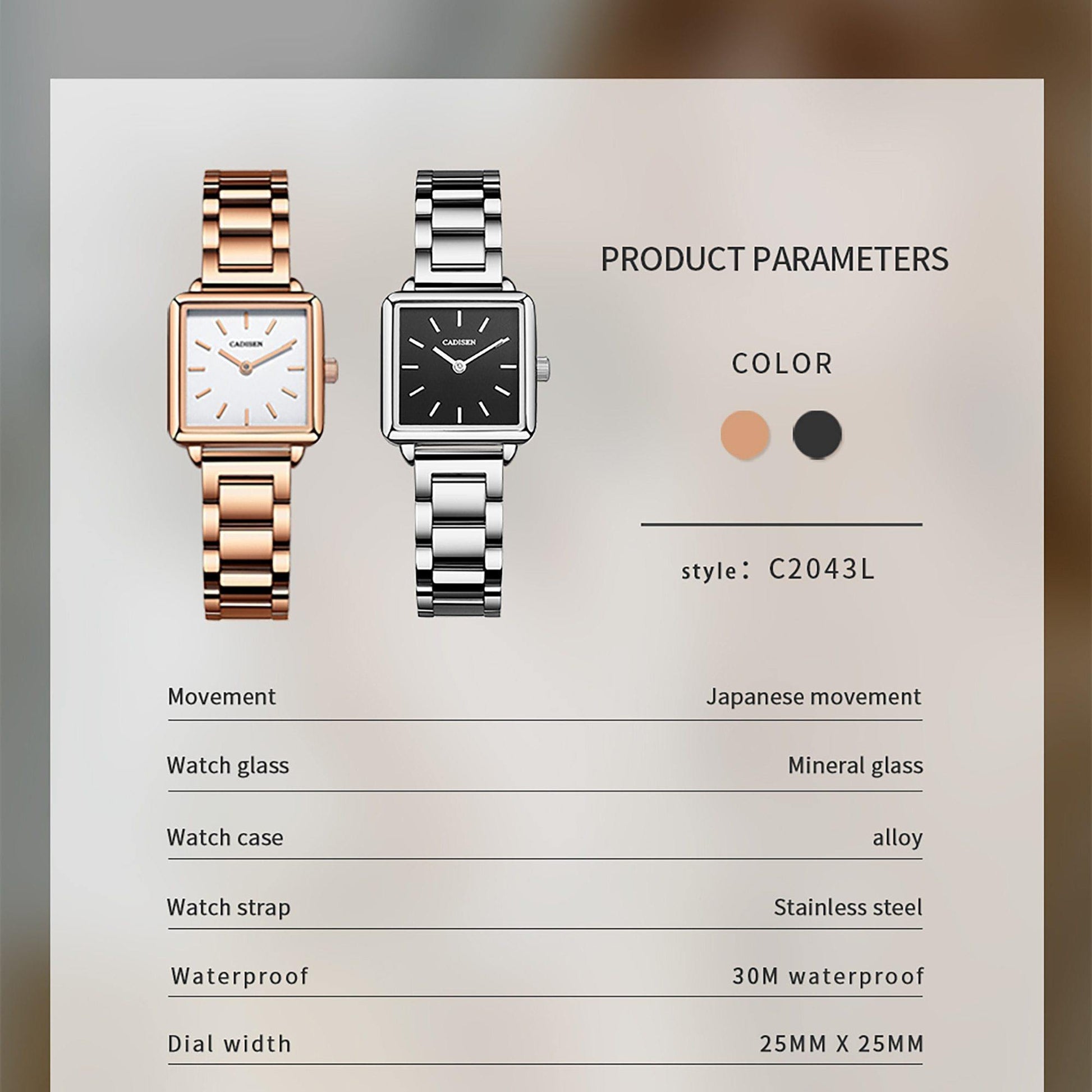 Ladies Square Watch Luxury Brand Fashion Simple Dress Quartz Ultra-thin Watch Waterproof Rose Gold Watch The Clothing Company Sydney