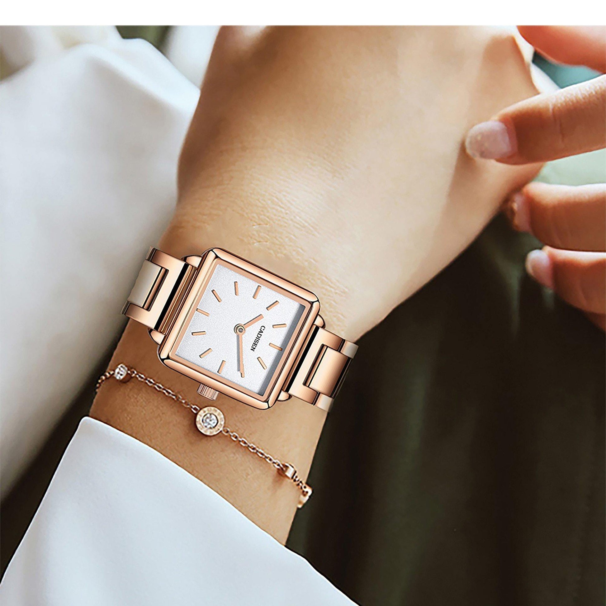 Ladies Square Watch Luxury Brand Fashion Simple Dress Quartz Ultra-thin Watch Waterproof Rose Gold Watch The Clothing Company Sydney