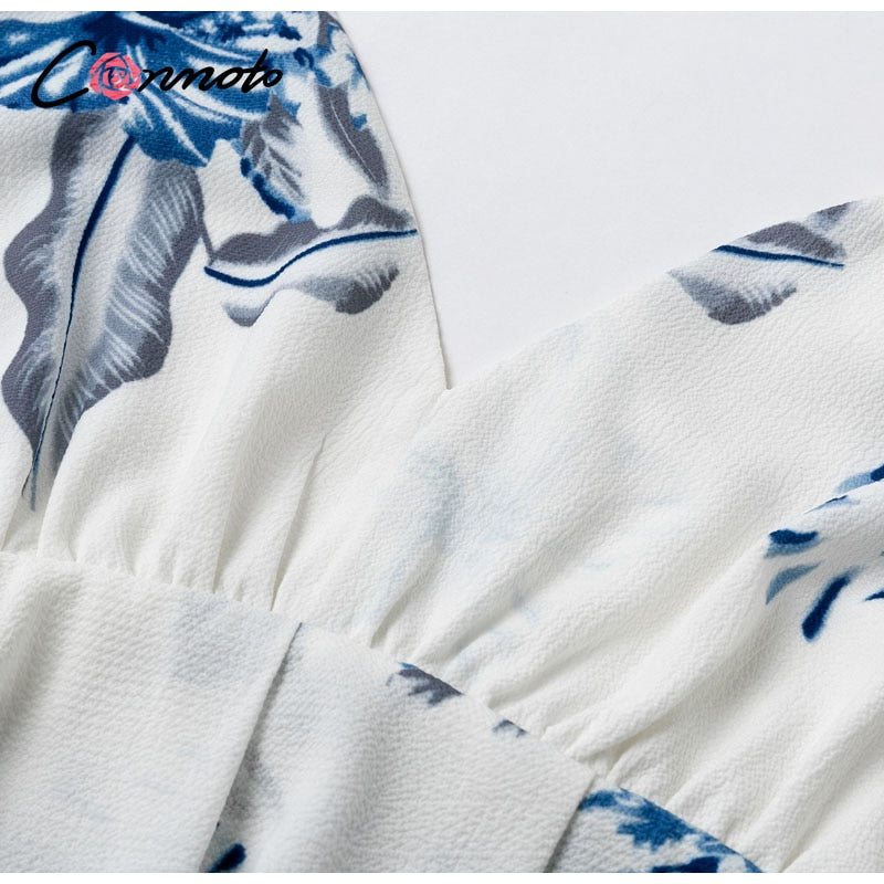 Chiffon boho beach casual long backless sexy dresses spaghetti strap plus size white floral dress The Clothing Company Sydney