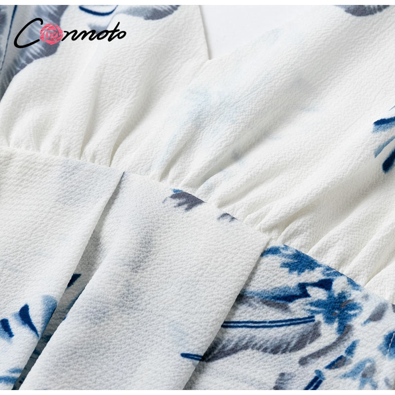 Chiffon boho beach casual long backless sexy dresses spaghetti strap plus size white floral dress The Clothing Company Sydney