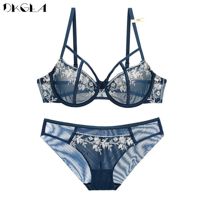 Black Sexy Bra Set Ultrathin Brassiere Transparent Underwear Set Lace Hollow Bras Plus Size B C D Cup Women Lingerie Embroidery The Clothing Company Sydney