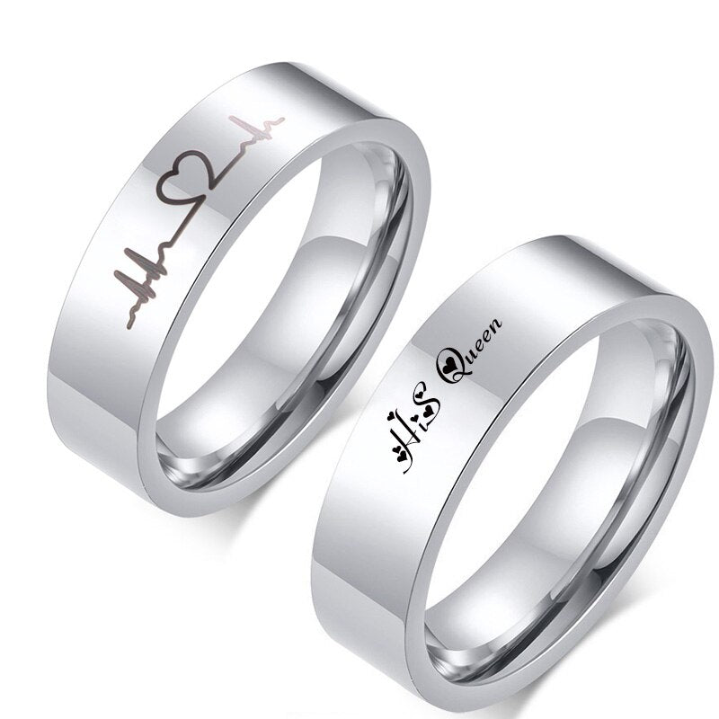 Classic Silver Color Wedding Ring Flat Top Stainless Steel Promise Ring For Women Men 6mm 8mm The Clothing Company Sydney