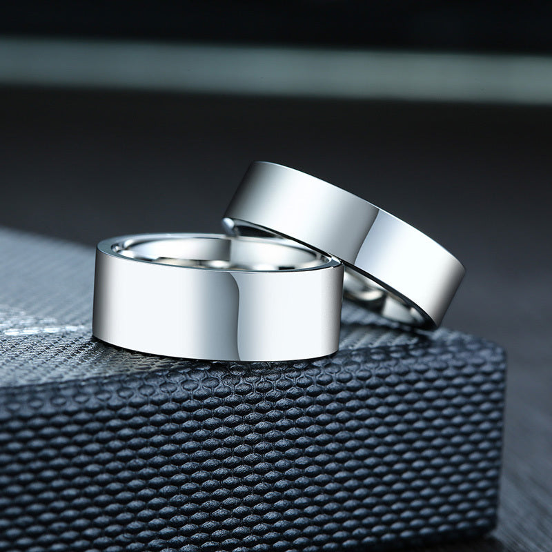 Classic Silver Color Wedding Ring Flat Top Stainless Steel Promise Ring For Women Men 6mm 8mm The Clothing Company Sydney