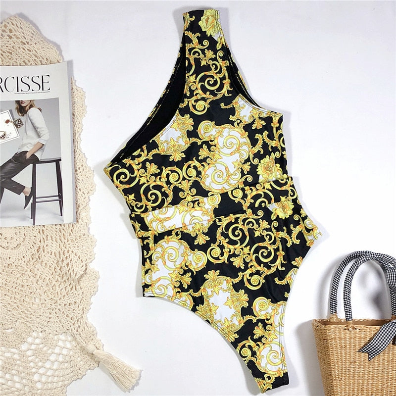 Print one piece swimsuit female Push up bodysuit Vintage high cut swimwear women swimsuit Bathers The Clothing Company Sydney