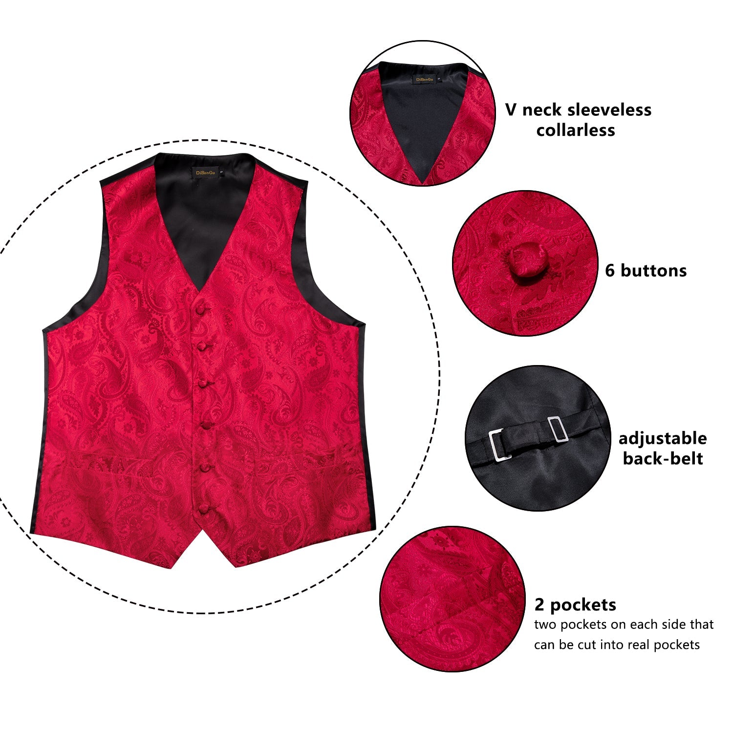 Mens Suit Vest Waistcoat Formal Wedding Groom Sleeveless Vest Hanky Necktie Set The Clothing Company Sydney