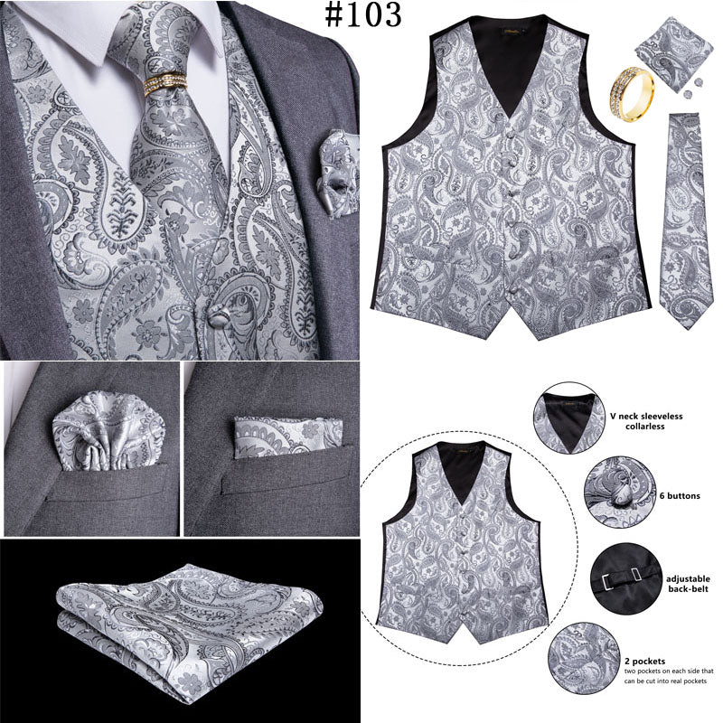 Mens Suit Vest Waistcoat Formal Wedding Groom Sleeveless Vest Hanky Necktie Set The Clothing Company Sydney