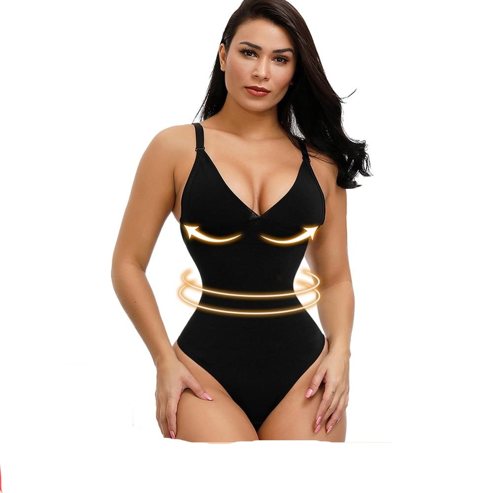 Ladies Deep V Bodysuit Strap Body Shaper Backless Thong  Seamless Shapewear Push Up Waist Trainer Corset The Clothing Company Sydney