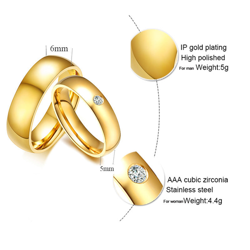 Classic Wedding Rings for Women Men Gold Colour Stainless Steel Couple Band Anniversary Personalized Ring The Clothing Company Sydney