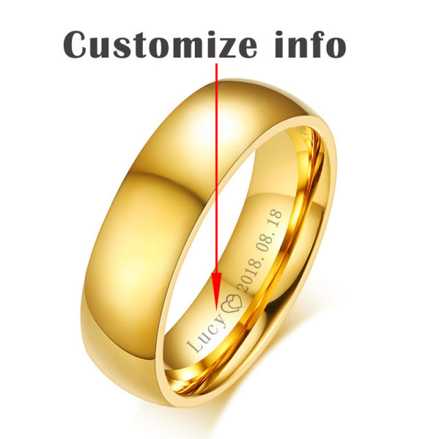Classic Wedding Rings for Women Men Gold Colour Stainless Steel Couple Band Anniversary Personalized Ring The Clothing Company Sydney