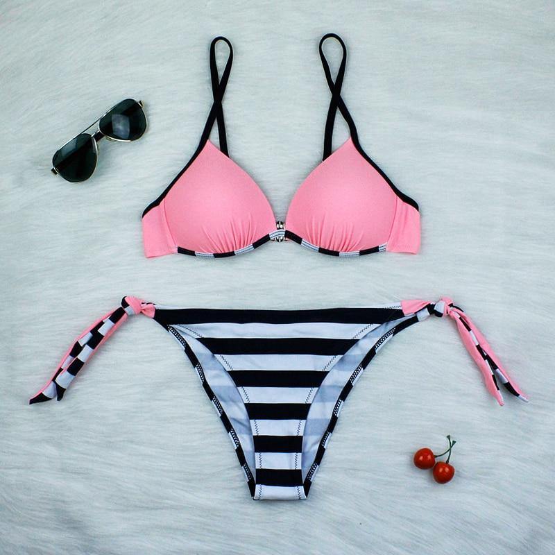 2 Piece Swimwear Push Up Swimsuit Solid Striped Plus Size Summer Brazilian Bikini Set The Clothing Company Sydney