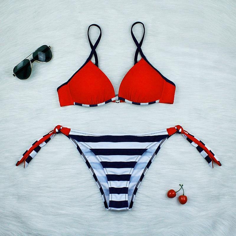 2 Piece Swimwear Push Up Swimsuit Solid Striped Plus Size Summer Brazilian Bikini Set The Clothing Company Sydney