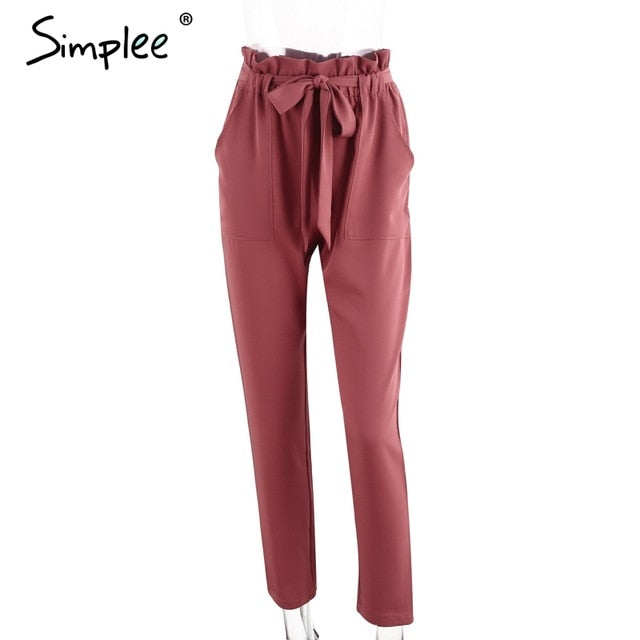 Chiffon khaki harem ladies summer casual Streetwear sash black elastic high waist pants The Clothing Company Sydney
