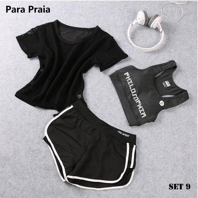 3 Piece High Waist Three Piece Yoga Set Sportswear for Women Sports Bra Fitness Clothing Women Sports Shorts Gym Workout Crop Top Women The Clothing Company Sydney