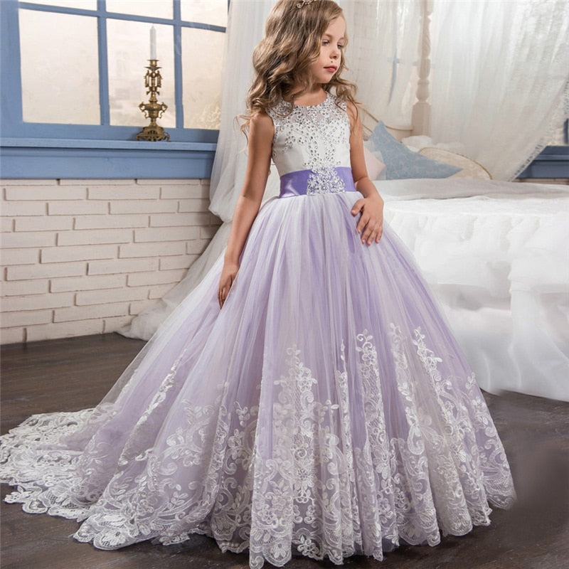 Princess Girls Formal Party Kids Long Flower Dress Wedding Evening Party Prom Ball Gown The Clothing Company Sydney