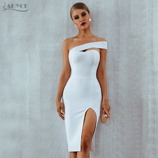 Bodycon Bandage Summer Sexy Elegant Black One Shoulder Midi Celebrity Runway Party Dress The Clothing Company Sydney