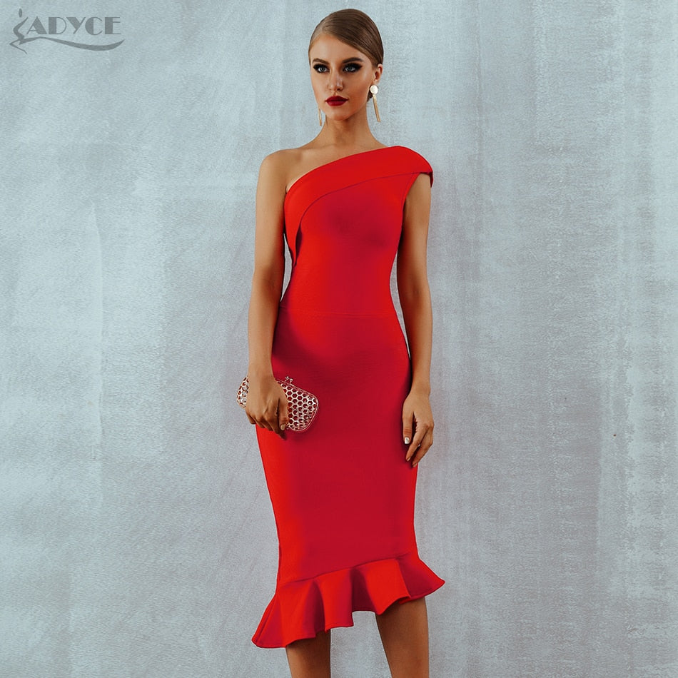 Summer Ladies Bandage One Shoulder Sleeveless Ruffles Nightclub Dress Celebrity Evening Party Dress The Clothing Company Sydney
