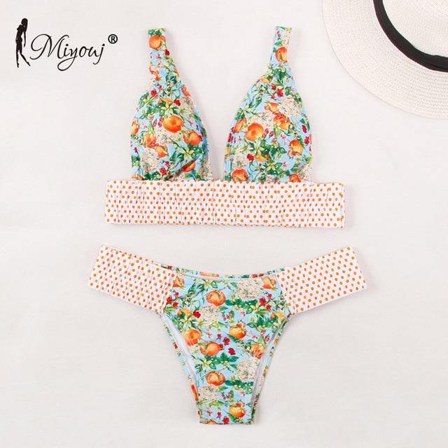 Deep V Neck Bikini Floral Print Swimsuit Bow Swimwear Lace Up Bikini Set The Clothing Company Sydney