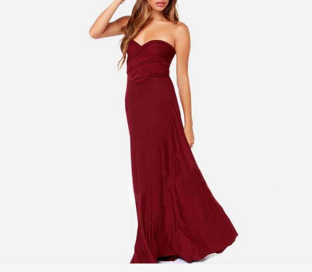 Boho Maxi Club Dress Red Bandage Long Dress Party Multiway Bridesmaids Convertible Infinity Robe Dress The Clothing Company Sydney