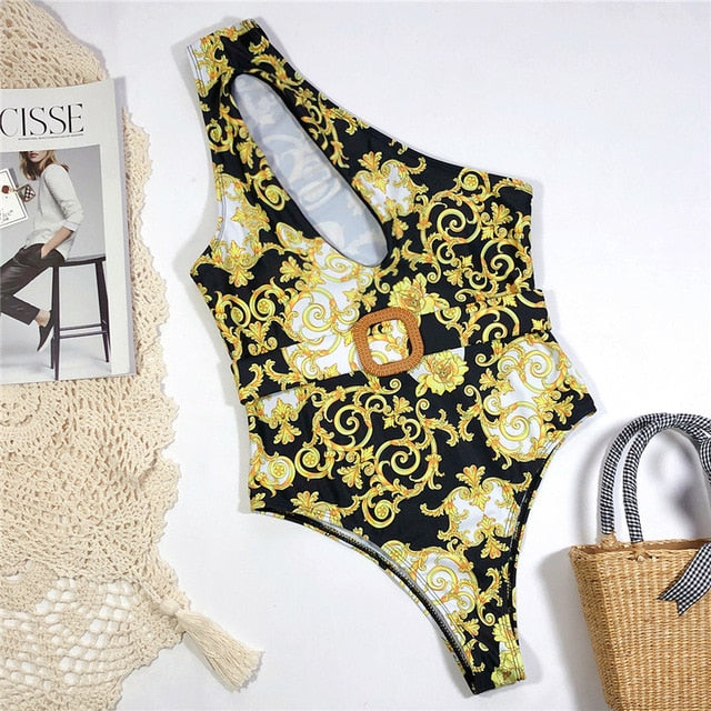 Print one piece swimsuit female Push up bodysuit Vintage high cut swimwear women swimsuit Bathers The Clothing Company Sydney