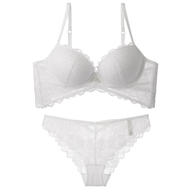 2 Piece Push Up Bra Deep V Brassiere Thick Cotton Women Underwear Lace Embroidered Lingerie Set The Clothing Company Sydney