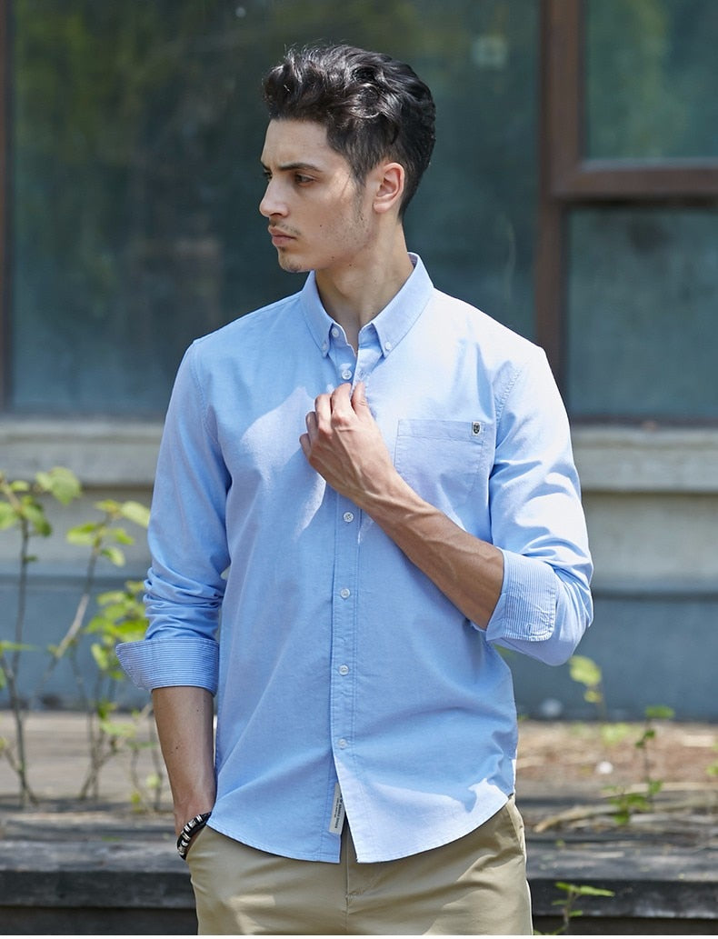 Casual Men's brand new long sleeve slim fit solid male shirts The Clothing Company Sydney