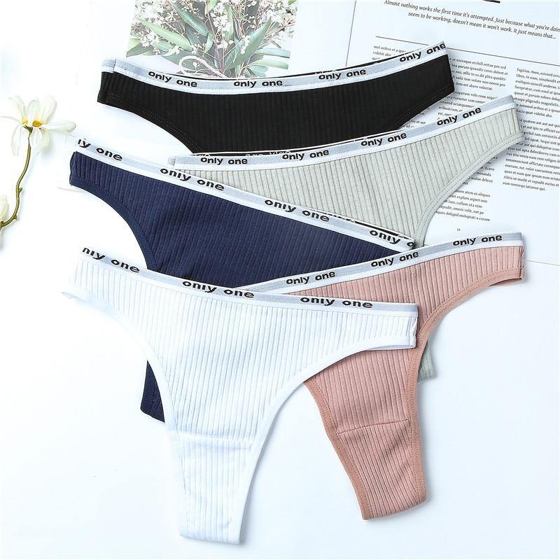 3 Pack Women's Cotton G-String Thong Panties String Briefs Sexy Lingerie Intimate Letter Low-Rise Underwear The Clothing Company Sydney