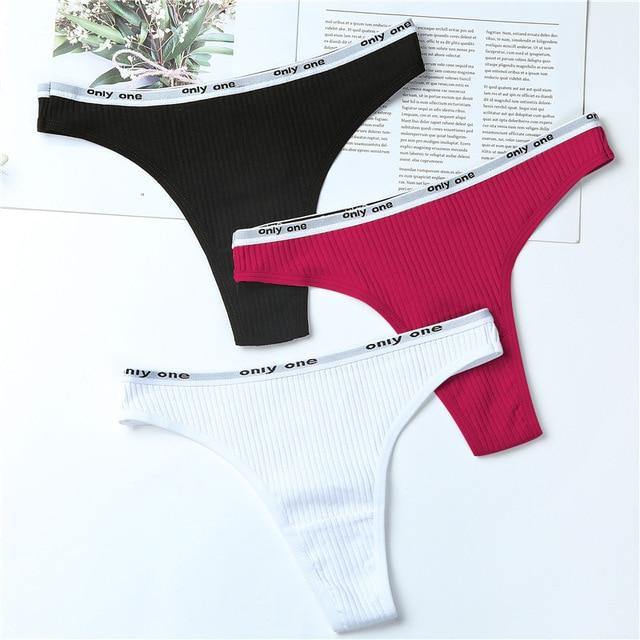 3 Pack Women's Cotton G-String Thong Panties String Briefs Sexy Lingerie Intimate Letter Low-Rise Underwear The Clothing Company Sydney