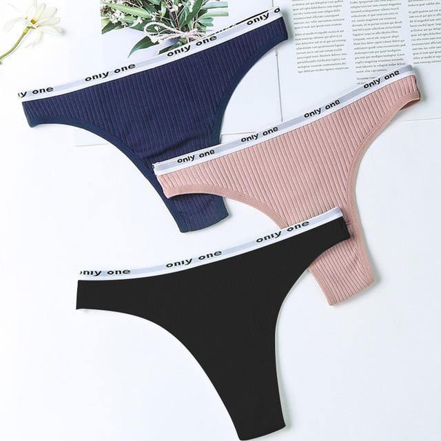 3 Pack Women's Cotton G-String Thong Panties String Briefs Sexy Lingerie Intimate Letter Low-Rise Underwear The Clothing Company Sydney