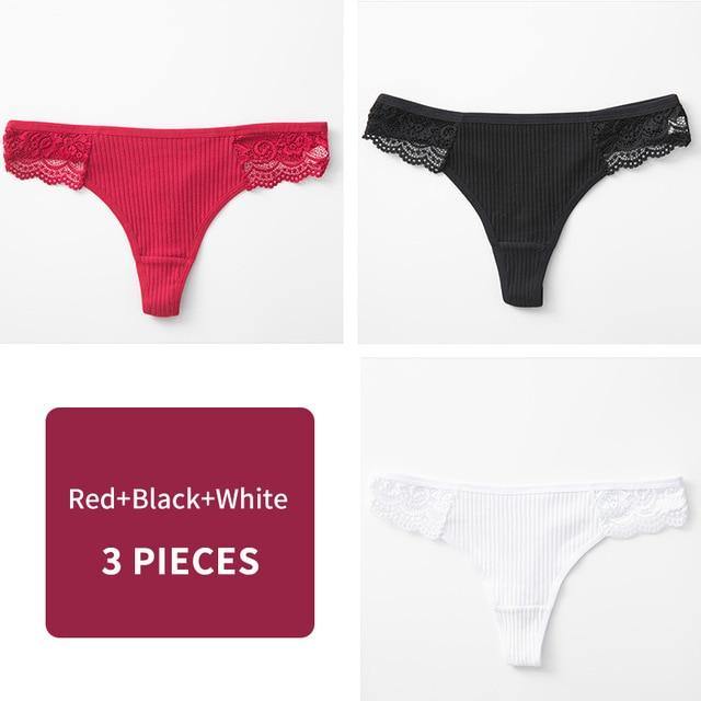 3 Pack Women's Cotton G-String Thong Panties String Briefs Sexy Lingerie Intimate Letter Low-Rise Underwear The Clothing Company Sydney