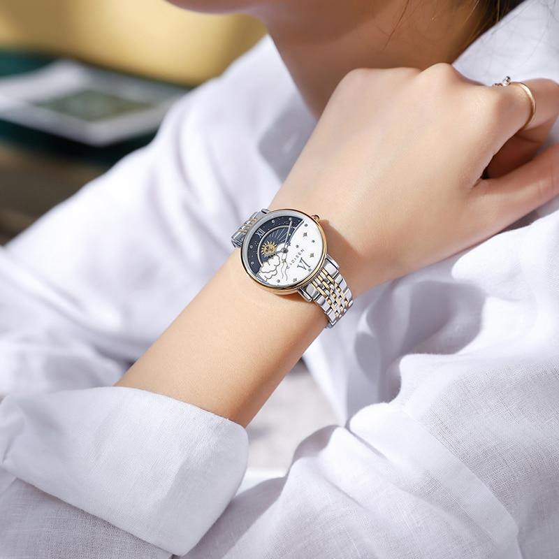 CADISEN New Women Gift Fashion Brand Quartz Wristwatch Ladies Luxury Rose Gold Watch Female Moon Phase Watch Relogio Feminino The Clothing Company Sydney