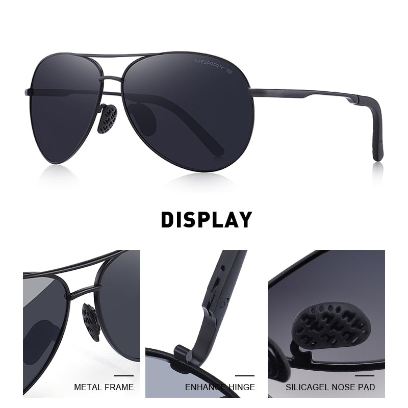 Designer Men's Classic Pilot Polarized Driving Shield Night Vision Sunglasses UV400 The Clothing Company Sydney